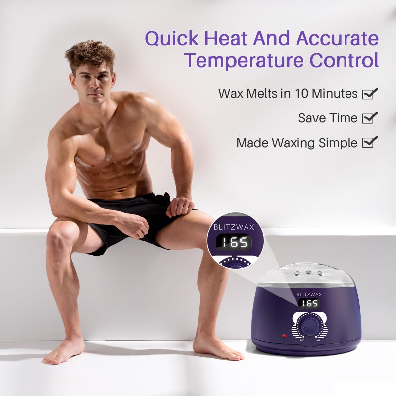 BLITZWAX Single Waxing Pot, Hard Wax Warmer for Face, Legs, Bikini, Brazilian and Body, for 16 oz, At Home Hair Removal Kit, for Men, Beginner Friendly, Quick Heating, Precise Temperature Control - Image 2