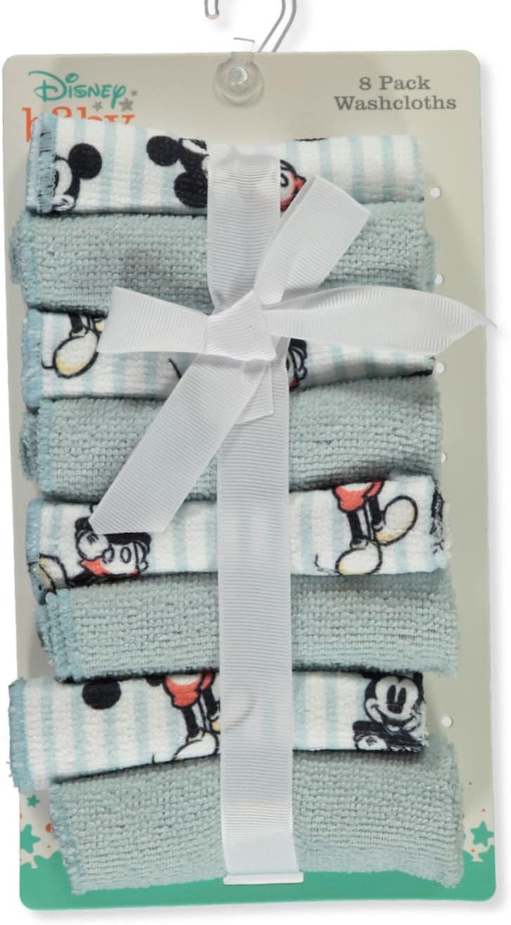 Disney Baby Big Boys' 8-Pack Mickey Mouse Washcloths Set - White/Multi, one Size - Image 1
