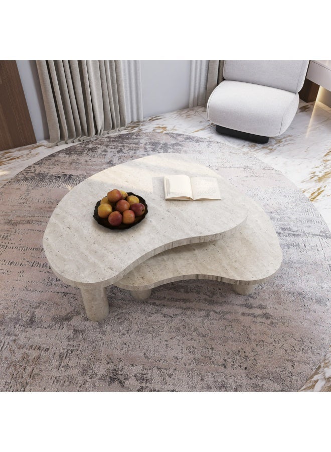 Al Home Treventino Off-White Marble Center Table By Alhome 120x45 cm - Image 1