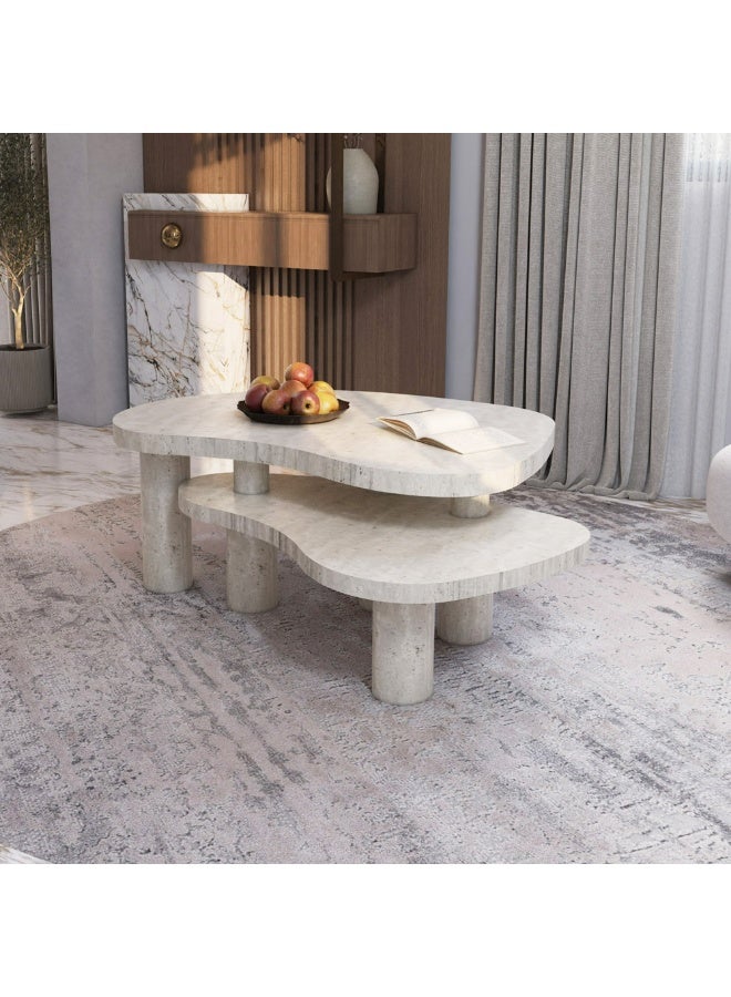 Al Home Treventino Off-White Marble Center Table By Alhome 120x45 cm - Image 5