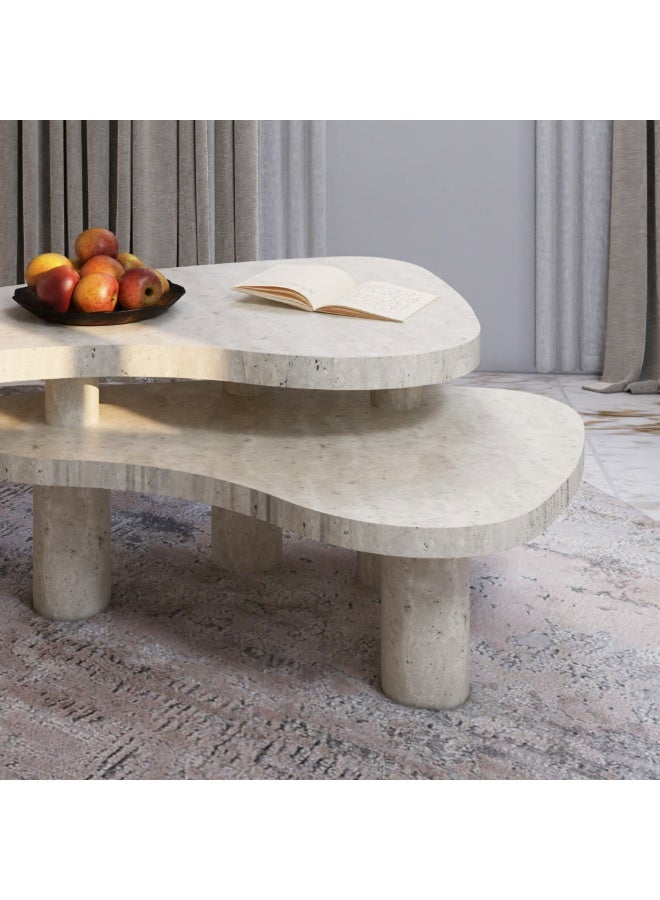 Al Home Treventino Off-White Marble Center Table By Alhome 120x45 cm - Image 3