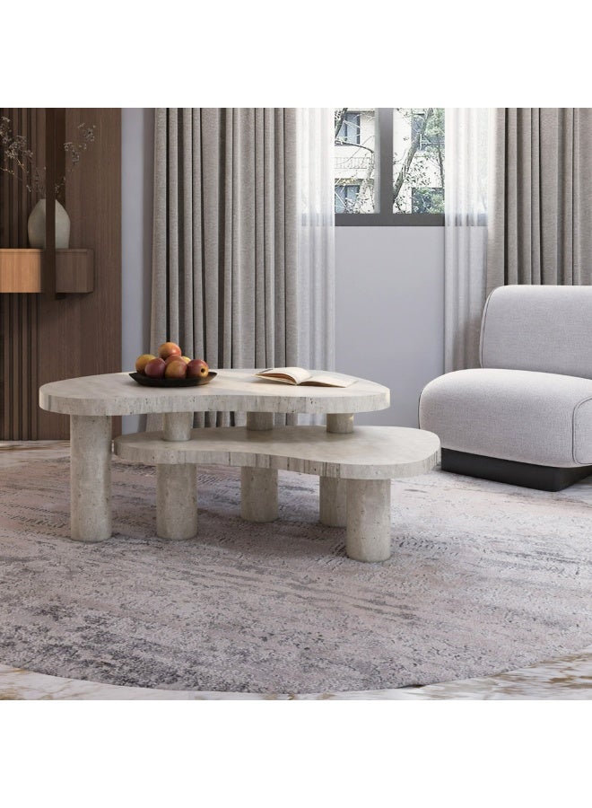Al Home Treventino Off-White Marble Center Table By Alhome 120x45 cm - Image 4