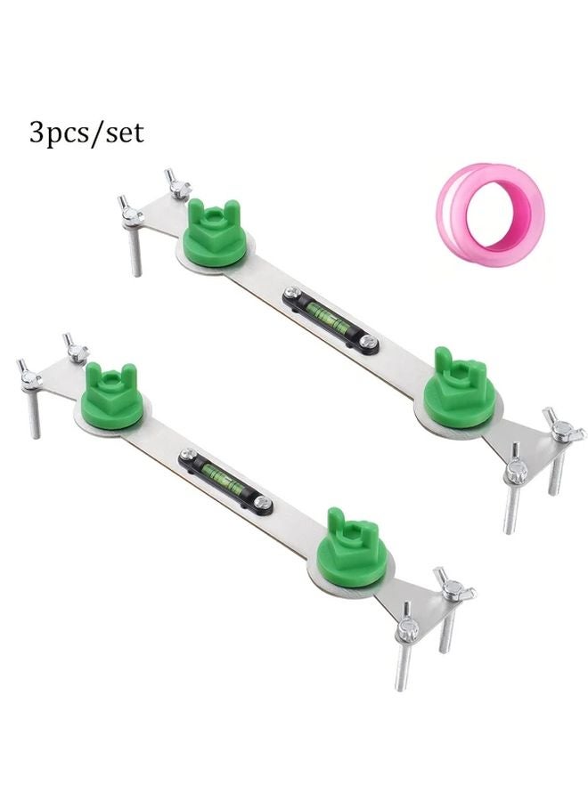 3 قطع مجموعة مفتاح سباكة متعدد الوظائف مع ميزان فقاعي قابل للتعديل رأس دش من الفولاذ المقاوم للصدأ - Image 1