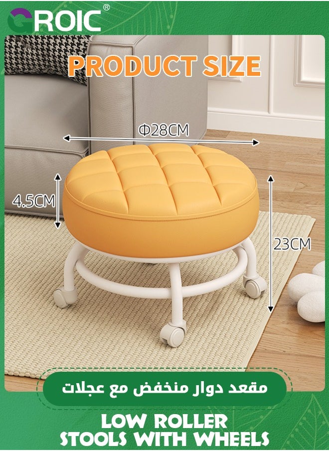 GROIC - Low Stool with Wheels Heavy-Duty Round Low Stool 360-Degree Rotation Universal Wheels Low Rolling Stool for Home,Low Roller Stools,Rolling Stool Seats with Mute Wheels - Image 1