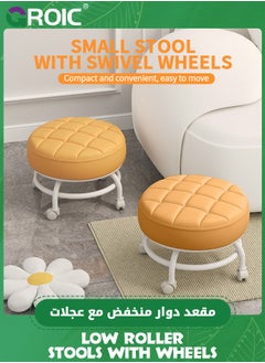 GROIC Low Stool with Wheels Heavy-Duty Round Low Stool 360-Degree Rotation Universal Wheels Low Rolling Stool for Home,Low Roller Stools,Rolling Stool Seats with Mute Wheels  - Image 2