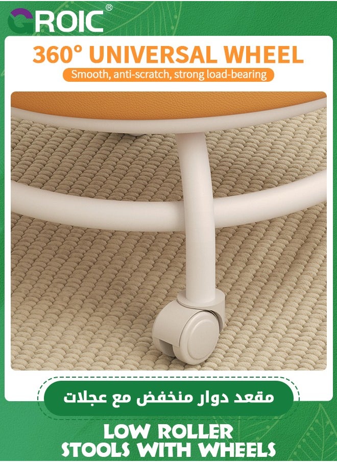 GROIC - Low Stool with Wheels Heavy-Duty Round Low Stool 360-Degree Rotation Universal Wheels Low Rolling Stool for Home,Low Roller Stools,Rolling Stool Seats with Mute Wheels - Image 1