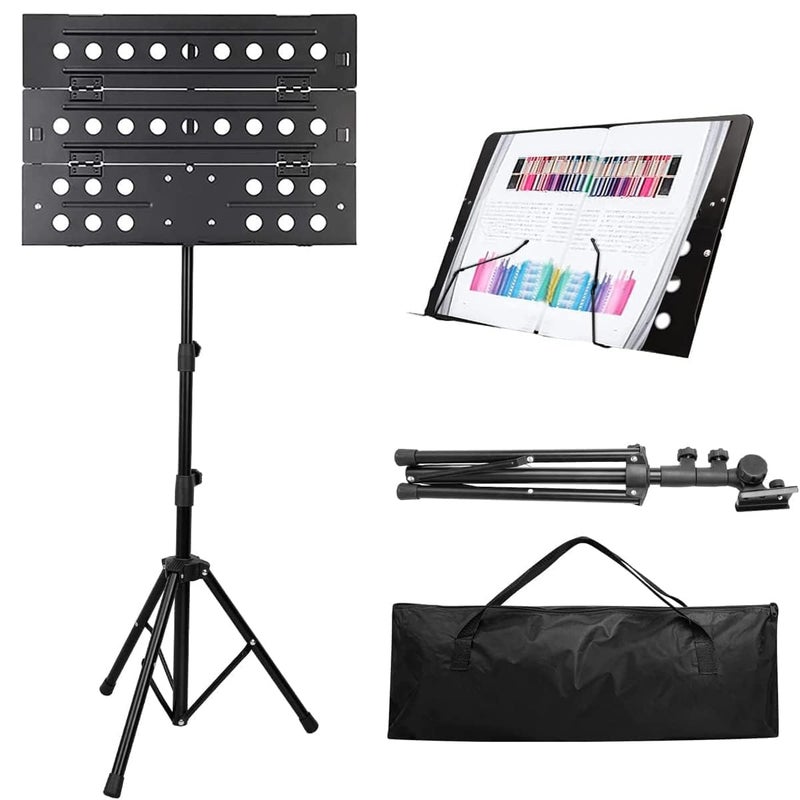 Bee حامل موسيقي أوركسترالي احترافي حامل نوتة قابل للطي مع ارتفاع قابل للتعديل بخطوتين وحقيبة سفر - Image 4