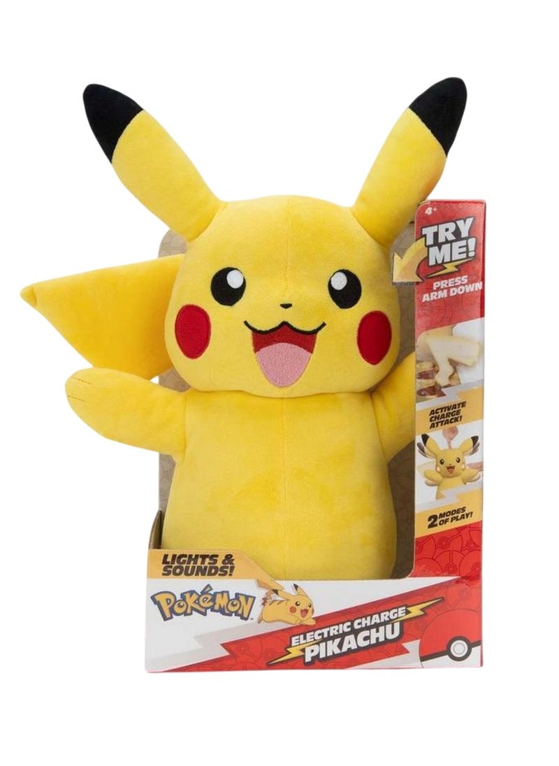 Pokemon Pokemon Feature Deluxe Plush Pikachu 11-Inches | With Lights and Sounds | Interactive Soft Toy | Cuddle the Super-Soft Pikachu! | 20 Authentic Pikachu Sounds | 30 Unique Reaction! | Gift fot Kids and Collectors  - Image 1
