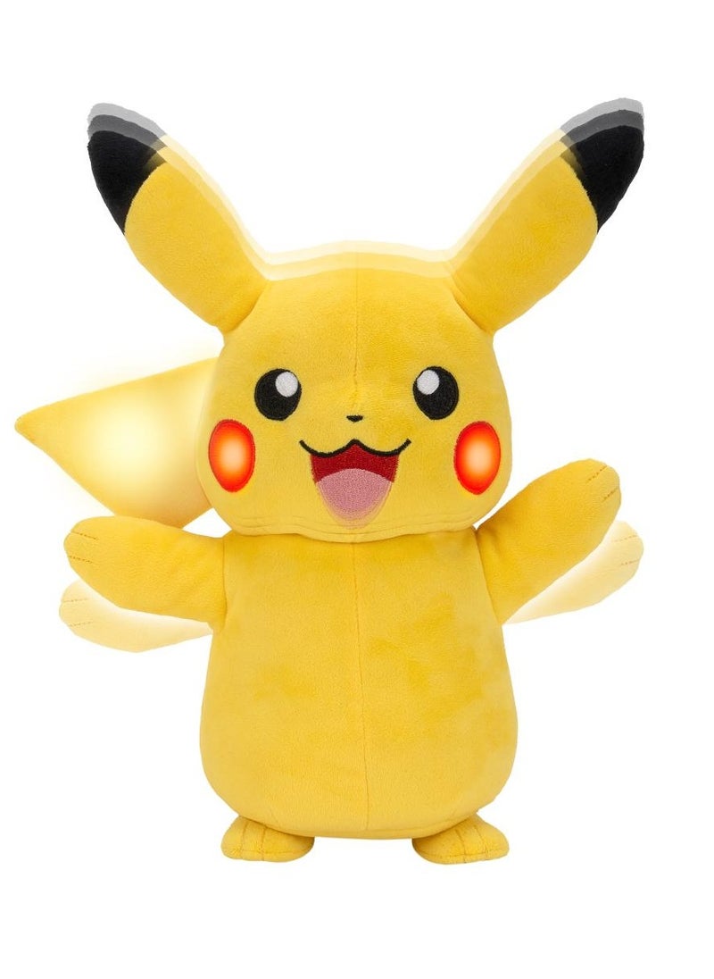 Pokemon Pokemon Feature Deluxe Plush Pikachu 11-Inches | With Lights and Sounds | Interactive Soft Toy | Cuddle the Super-Soft Pikachu! | 20 Authentic Pikachu Sounds | 30 Unique Reaction! | Gift fot Kids and Collectors  - Image 2