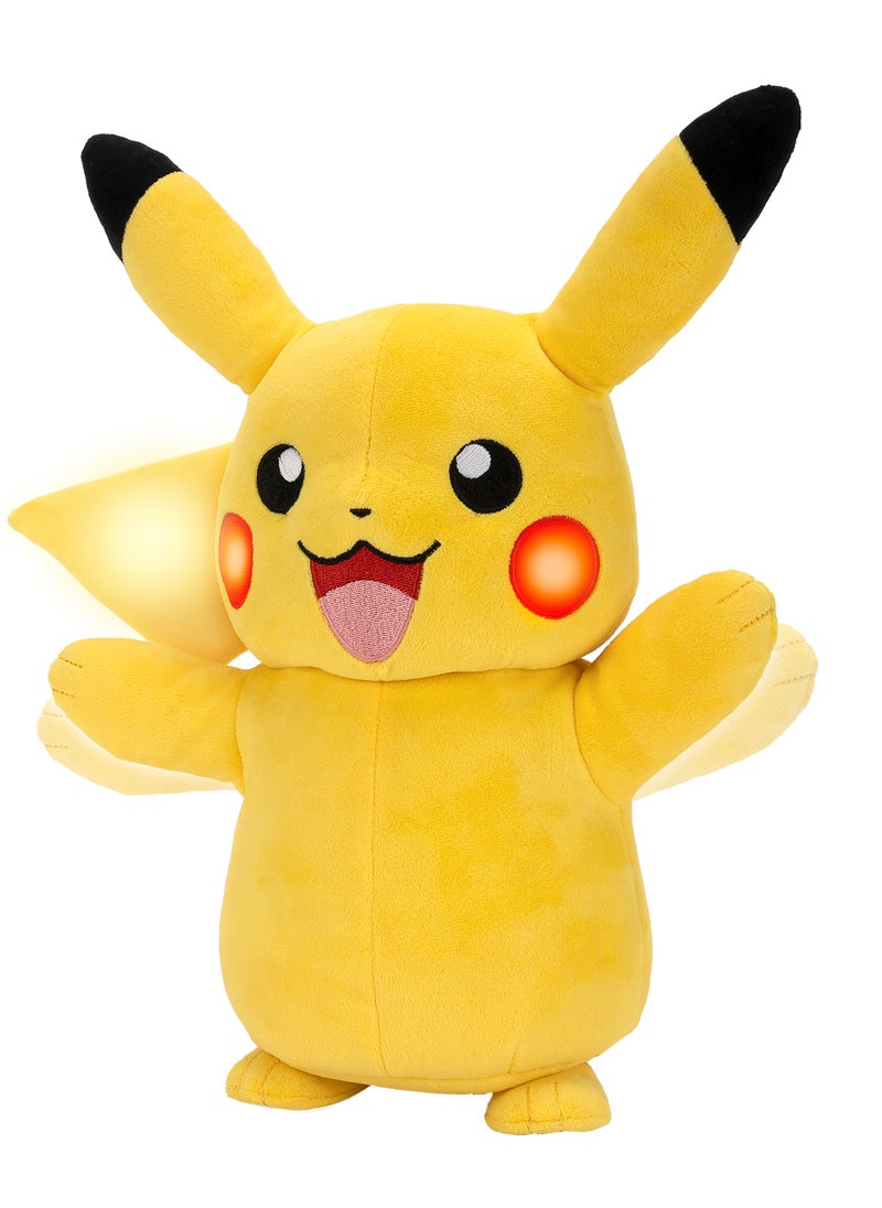 Pokemon Pokemon Feature Deluxe Plush Pikachu 11-Inches | With Lights and Sounds | Interactive Soft Toy | Cuddle the Super-Soft Pikachu! | 20 Authentic Pikachu Sounds | 30 Unique Reaction! | Gift fot Kids and Collectors  - Image 3