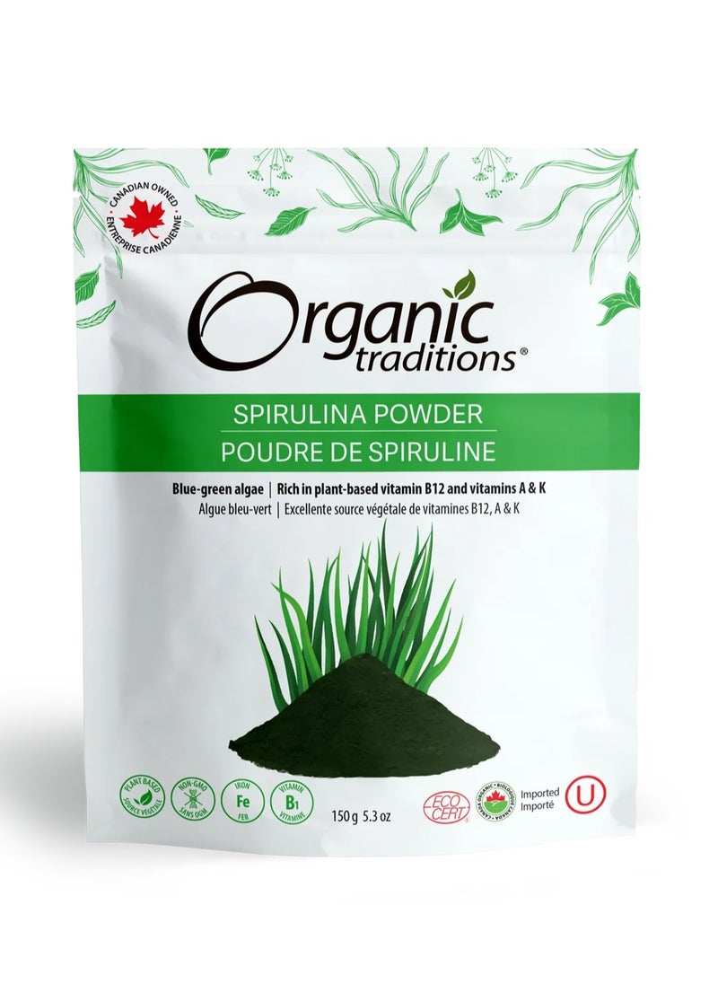 Organic Traditions - Spirulina Powder Excellent Source Of B12, Vitamin A And Iron Premium Superfoods Dietary Supplement 150G - Image 1