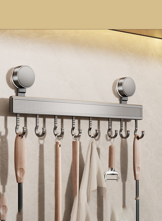 wall hangers have 8 hooks for living room entrance, bedroom, kitchen, bathroom. Key/Backpack/umbrella Space aluminum hook can slide track  Hangers Multi-functional non-punch  - Image 5