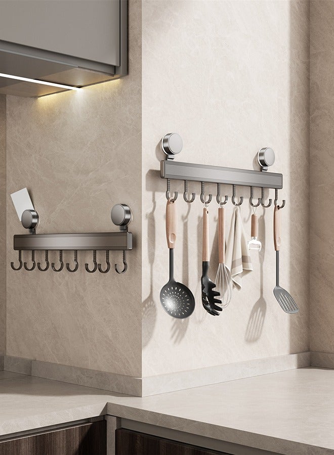 wall hangers have 8 hooks for living room entrance, bedroom, kitchen, bathroom. Key/Backpack/umbrella Space aluminum hook can slide track  Hangers Multi-functional non-punch  - Image 3