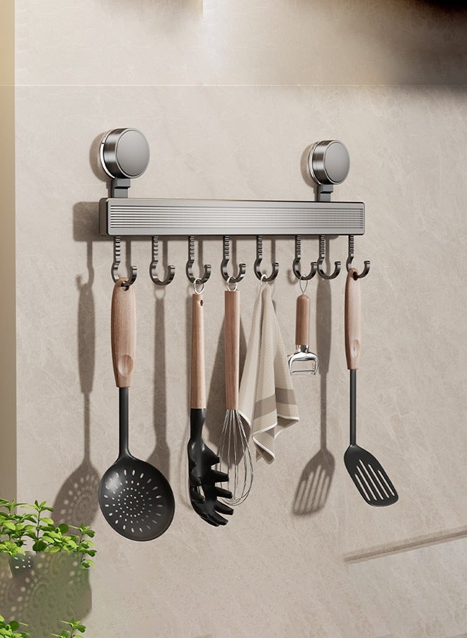 wall hangers have 8 hooks for living room entrance, bedroom, kitchen, bathroom. Key/Backpack/umbrella Space aluminum hook can slide track  Hangers Multi-functional non-punch  - Image 1