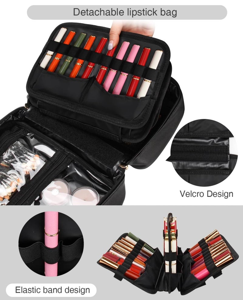 Coslifestore- Lipstick/Cosmetic/Makeup/Case- Compact Spacious kit with Lipstick Slots, Side Pockets and compartments - Image 2