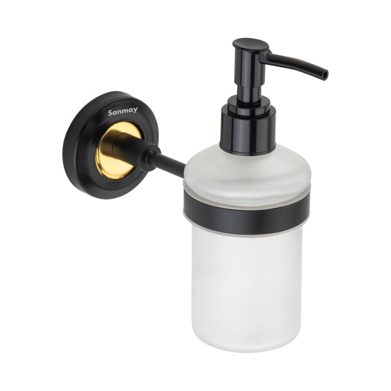Sanmay Wall Mounted Steel Bathroom Shampoo Dispenser(Black,Gold Finish) (Single)
