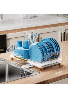 Hanayo Dish Drying Rack For Kitchen, Dish Drainer Rack with Removable Drip Tray Rust-Proof Dish Drainer with Removable Cutlery Holder Dish Racks for Kitchen Counter  - Image 2
