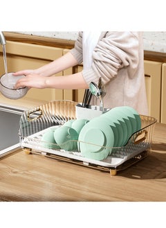 Hanayo Dish Drying Rack For Kitchen, Dish Drainer Rack with Removable Drip Tray Rust-Proof Dish Drainer with Removable Cutlery Holder Dish Racks for Kitchen Counter  - Image 5
