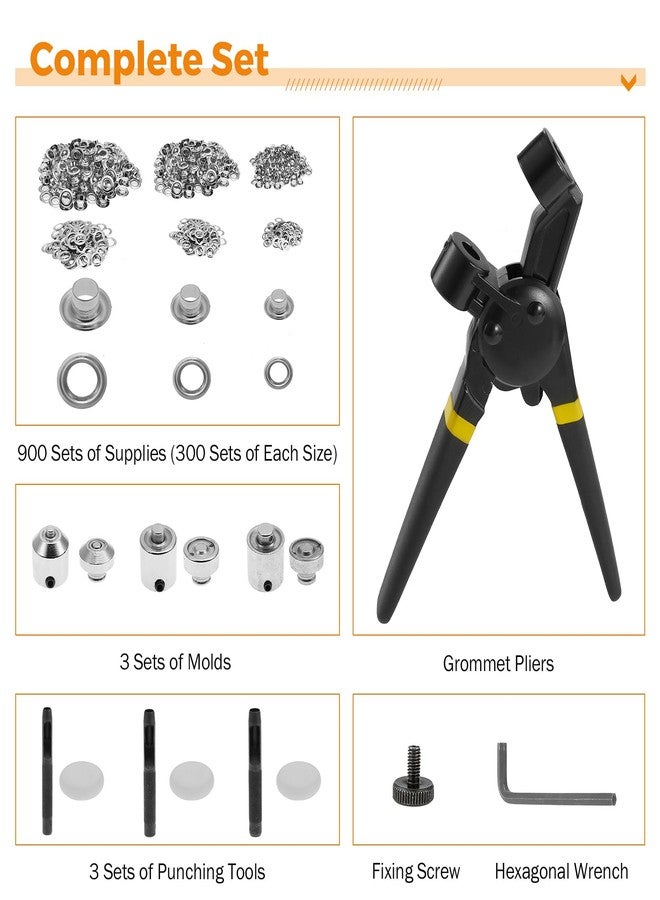 BEAMNOVA Grommet Tool Kit 5.5mm 8mm 10mm Multi-Size Hand Press Eyelet Pliers Kit with 900 Grommet Supplies & Hollow Hole Punch Tool Black Handheld Eyelet Setter for Tarp Leather Canvas - Image 5