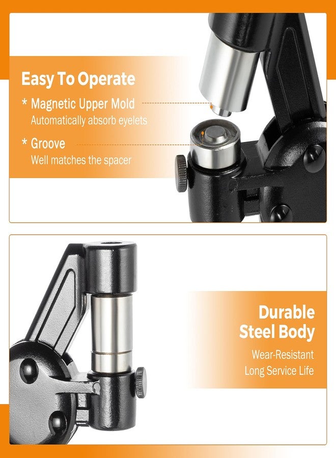 BEAMNOVA Grommet Tool Kit 5.5mm 8mm 10mm Multi-Size Hand Press Eyelet Pliers Kit with 900 Grommet Supplies & Hollow Hole Punch Tool Black Handheld Eyelet Setter for Tarp Leather Canvas - Image 4