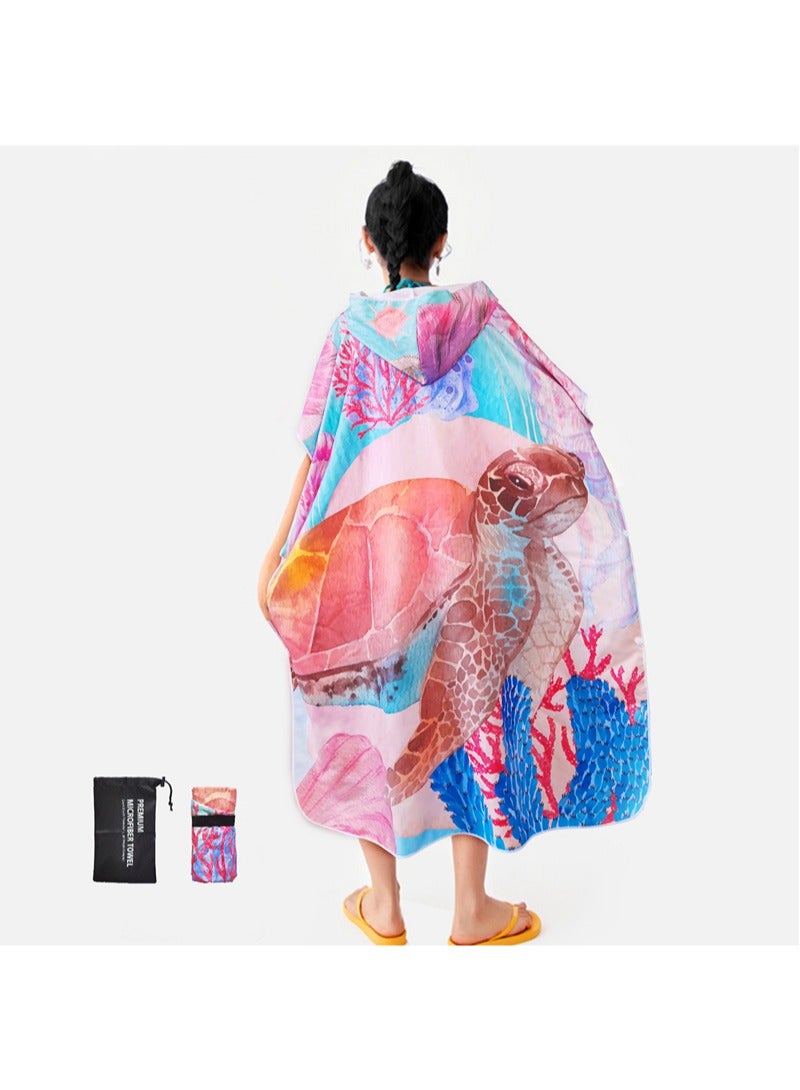 Towel Poncho Adult Hooded Large Bath Swim Surf Beach Absorbent Dry Microfiber Changing Robe for Women 80*110cm - Image 4