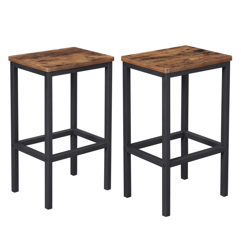 VASAGLE VASAGLE Bar Stools Set of 2 Bar Chairs Kitchen Breakfast Bar Stools with Footrest Industrial in Living Room Party Room Rustic Brown and Black ULBC65X 