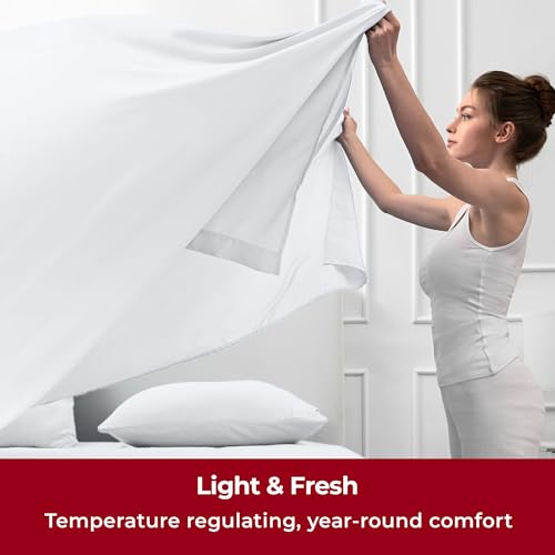 Mellanni Twin XL Sheets Set - 3 PC Iconic Collection Bedding - Hotel Luxury, Extra Soft, Cooling Bed Sheets - Wrinkle, Fade, Stain Resistant (Twin Extra Long, White) - Image 4