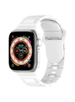 Generic Replacement Strap For Apple Watch 9 45mm Square Buckle Armor Style Silicone Watch Band White 