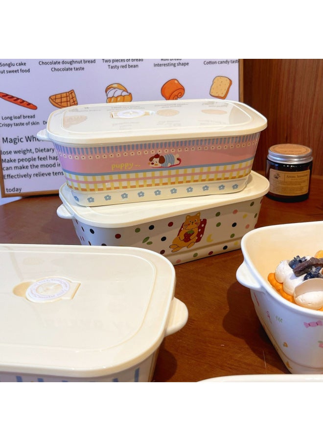 Control 36.8 Yuan/a Cute Pet Lunch Box Cute Ceramic Student Separate Lunch Box Portable Fresh-keeping Bowl For Work-Specifications:Hua Chestnut Mouse-ceramic Lunch Box (30 Pcs/box, 18.5 Yuan/piece)  - Image 5