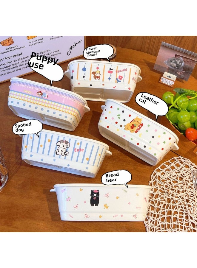 Control 36.8 Yuan/a Cute Pet Lunch Box Cute Ceramic Student Separate Lunch Box Portable Fresh-keeping Bowl For Work-Specifications:Hua Chestnut Mouse-ceramic Lunch Box (30 Pcs/box, 18.5 Yuan/piece)  - Image 4