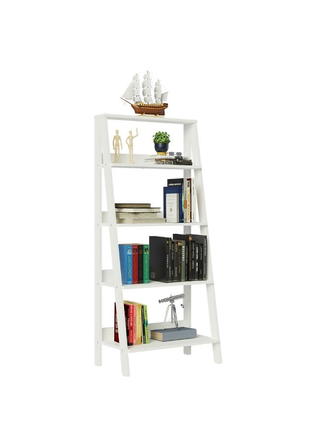 Madesa 5-Tier Ladder Shelf with Storage Space, Free Standing Bookshelf, Wood, 61 W x140 H x 39 D Cm – White - Image 2