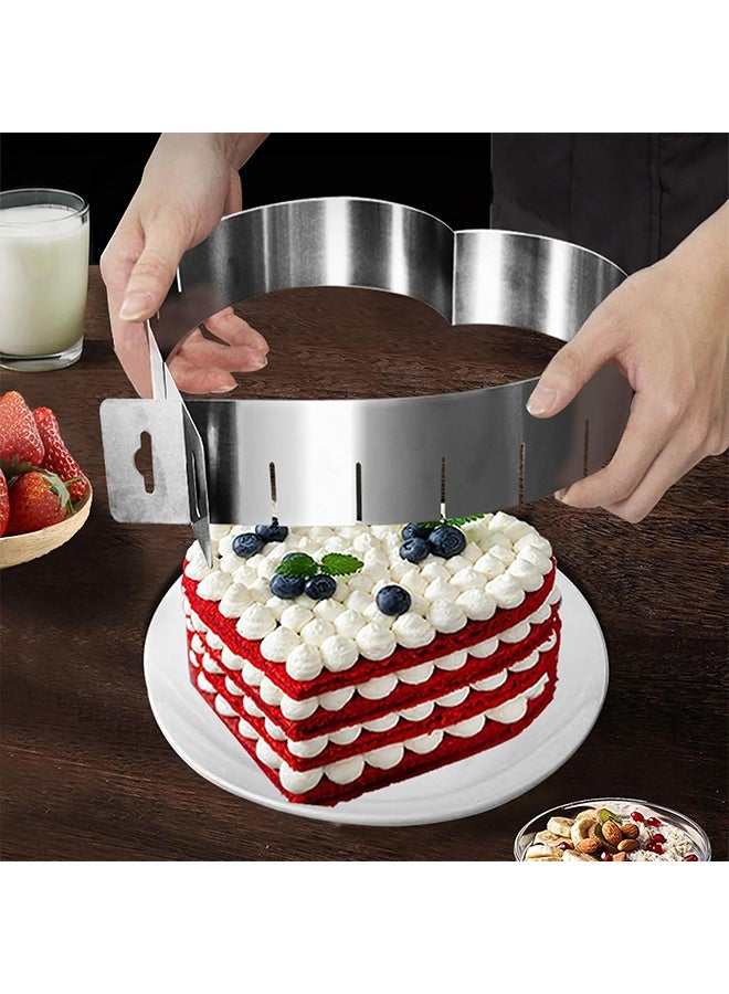 Adjustable Heart Shaped Cake Pan, Stainless Steel Cake Ring Mold, Durable Non-Stick Mousse Mold, Versatile Baking Tool for Cakes, Desserts, Family Birthday & Christmas Parties (6-10 Inch） - Image 5