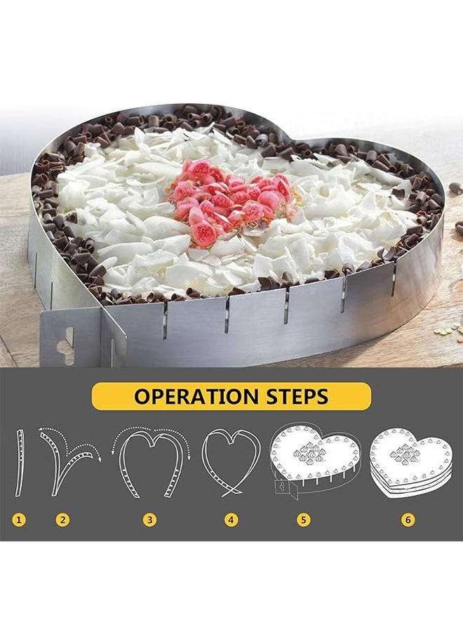 Adjustable Heart Shaped Cake Pan, Stainless Steel Cake Ring Mold, Durable Non-Stick Mousse Mold, Versatile Baking Tool for Cakes, Desserts, Family Birthday & Christmas Parties (6-10 Inch） - Image 4