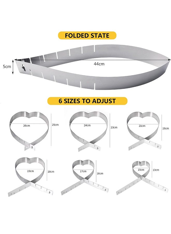 Adjustable Heart Shaped Cake Pan, Stainless Steel Cake Ring Mold, Durable Non-Stick Mousse Mold, Versatile Baking Tool for Cakes, Desserts, Family Birthday & Christmas Parties (6-10 Inch） - Image 3