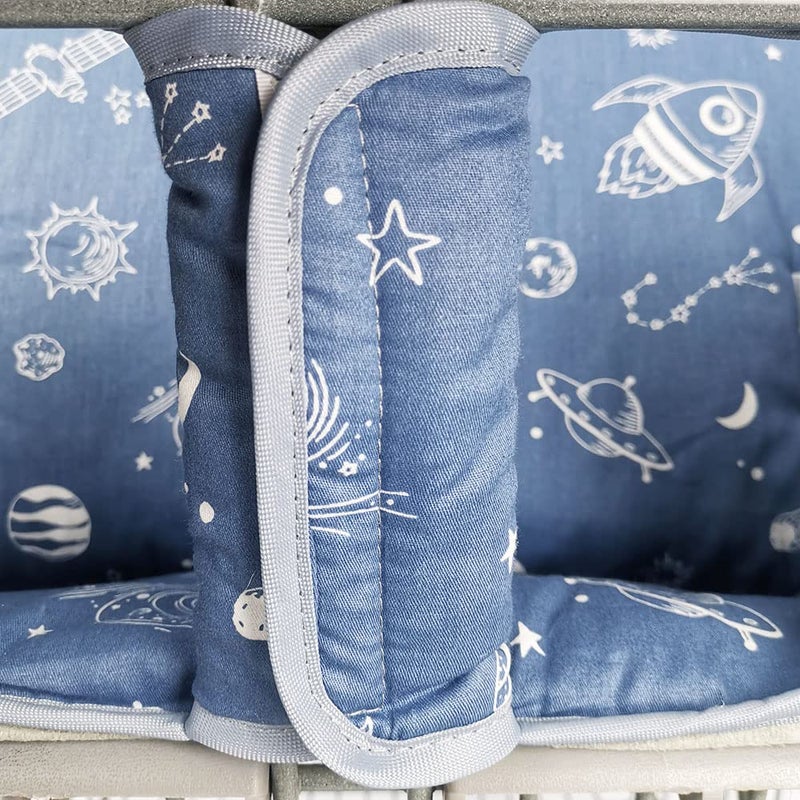 DODO NICI Shopping Cart Cover for Baby/Toddler, Cozy High Chair Cover, Blue Spaceship - Image 5