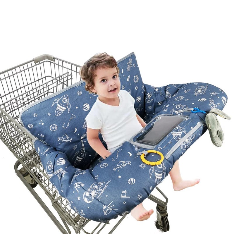 DODO NICI Shopping Cart Cover for Baby/Toddler, Cozy High Chair Cover, Blue Spaceship - Image 3