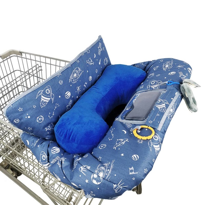 DODO NICI Shopping Cart Cover for Baby/Toddler, Cozy High Chair Cover, Blue Spaceship - Image 1