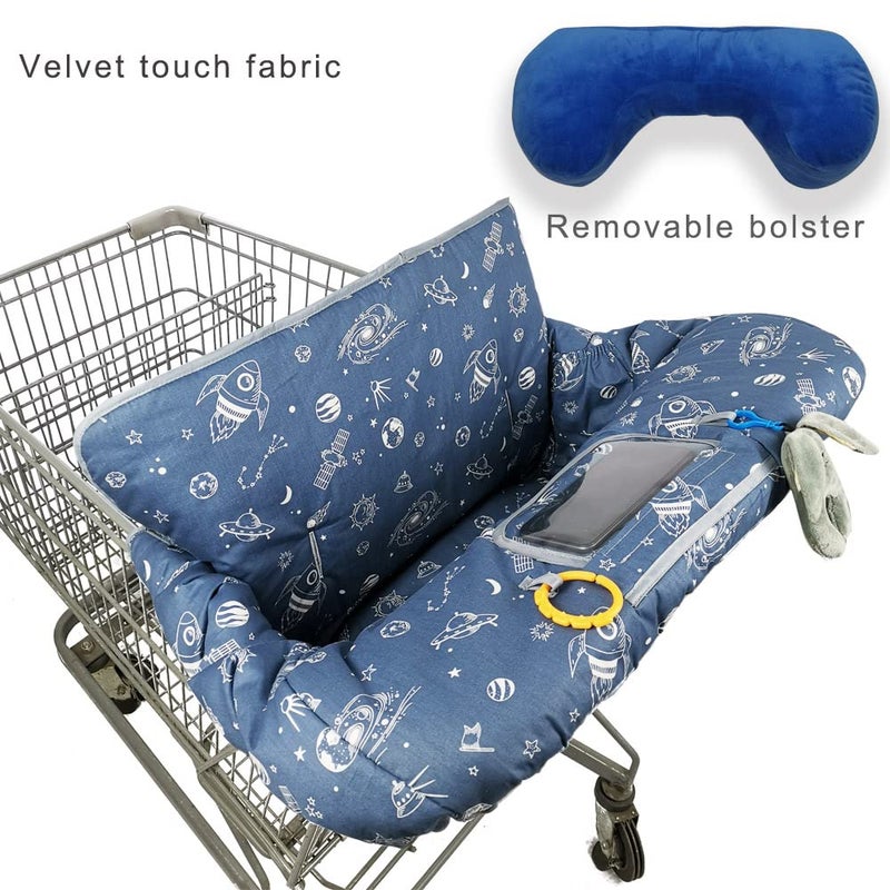 DODO NICI Shopping Cart Cover for Baby/Toddler, Cozy High Chair Cover, Blue Spaceship - Image 2