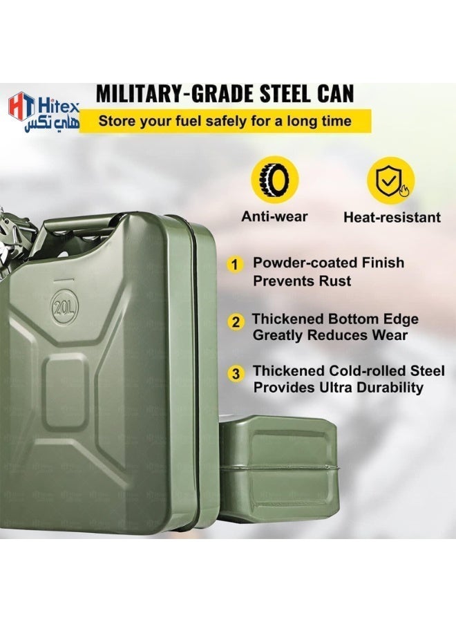Hitex Metal Jerry Can – Fuel Storage Container for Petrol, Diesel, or Water – Green – Made in Taiwan (20 L) - Image 5