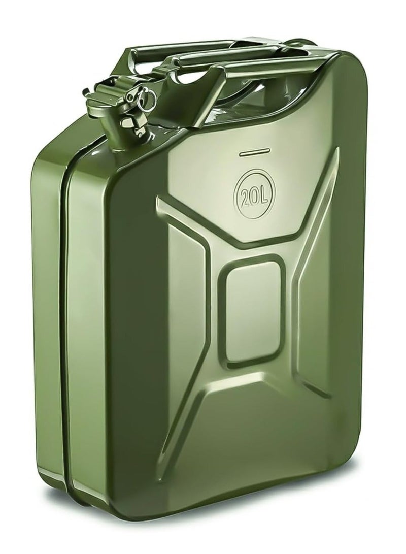 Hitex Metal Jerry Can – Fuel Storage Container for Petrol, Diesel, or Water – Green – Made in Taiwan (20 L) - Image 1