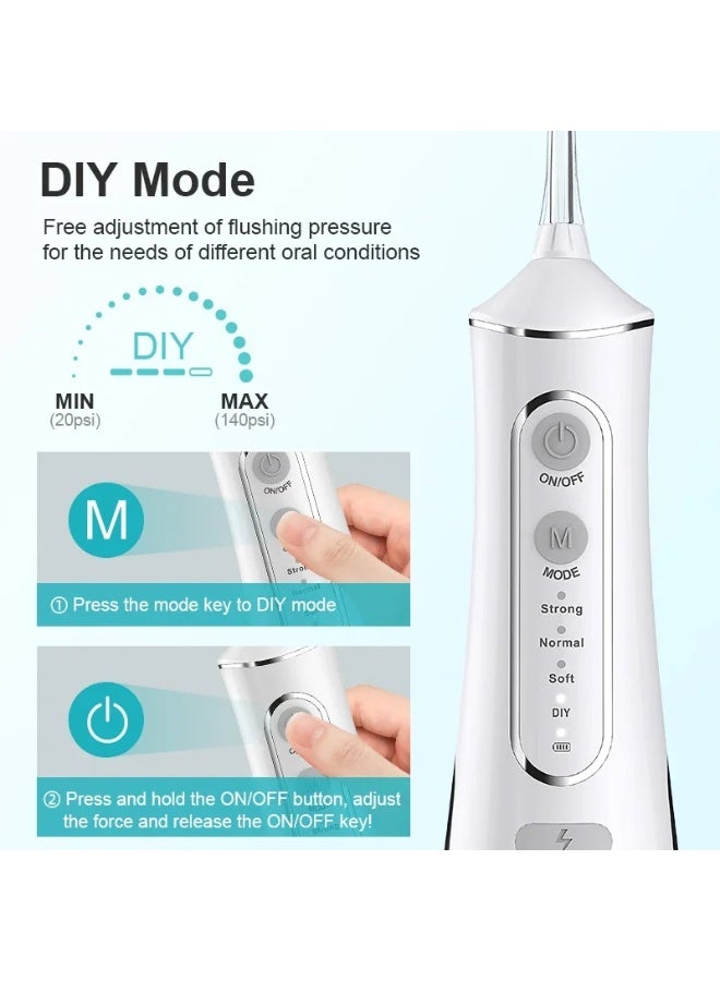 jalan Wireless Water Flosser, 300ml Portable Oral Irrigator with 4 Cleaning Modes and 4 Nozzles, IPX7 Waterproof with Storage Bag - Image 4