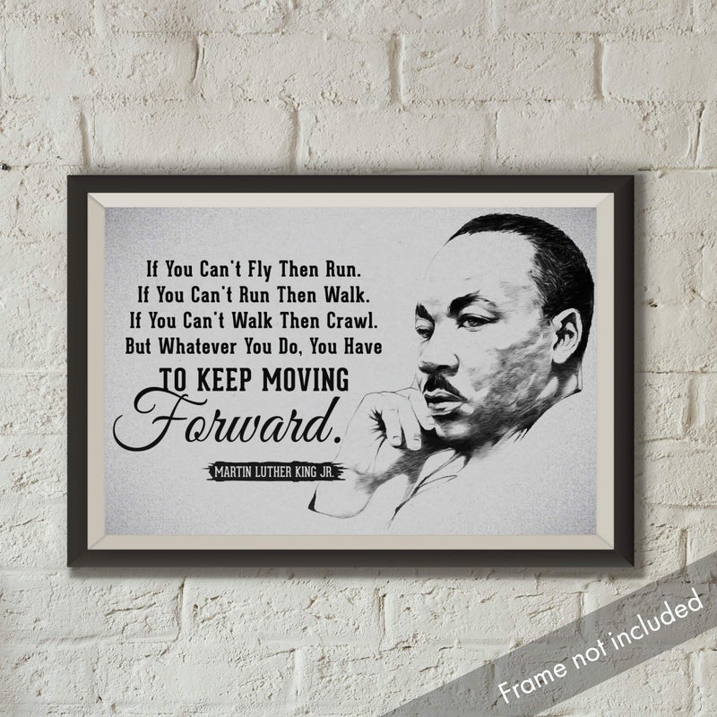 JSC455 Keep Moving Forward Martin Luther King Jr Quote Poster Drawn Portrait | 18-Inches By 12-Inches | Motivational Inspirational | Premium 100lb Gloss Poster Paper - Image 3