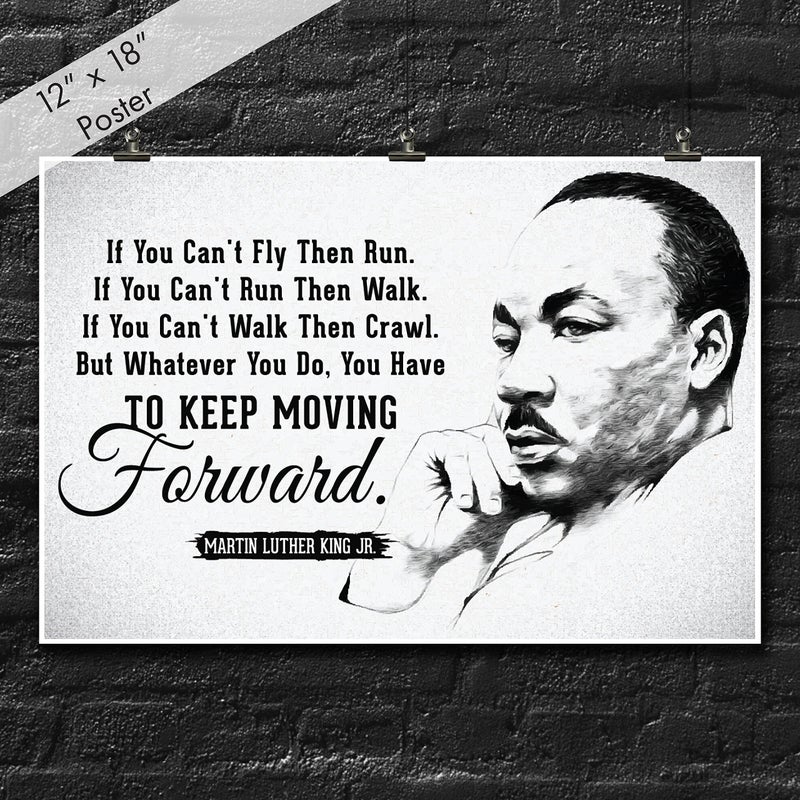 JSC455 Keep Moving Forward Martin Luther King Jr Quote Poster Drawn Portrait | 18-Inches By 12-Inches | Motivational Inspirational | Premium 100lb Gloss Poster Paper - Image 2