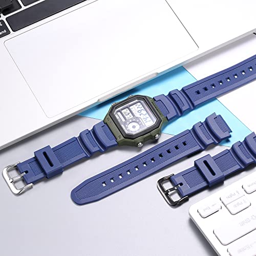 MCXGL Natural Resin Replacement Watch Band Compatible with Casio W218H W-219H AE1200WH AE-1300WH W800H SGW-300H F-108WH Waterproof Rubber strap - Image 4