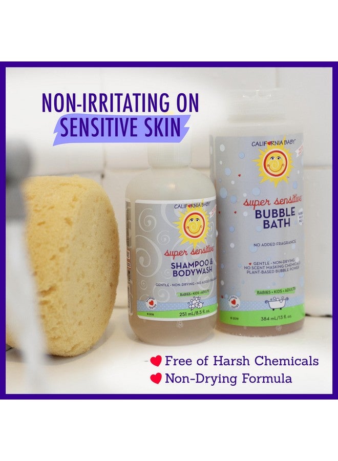 California Baby Super Sensitive Bubble Bath | No Added Fragrance | 100% Plant-Based Ingredients (USDA Certified) | Allergy Friendly | Babies, Adults & Kid Bubble Bath | Ideal for Sensitive Skin | Free Bubble Wand Included |13 Fl oz