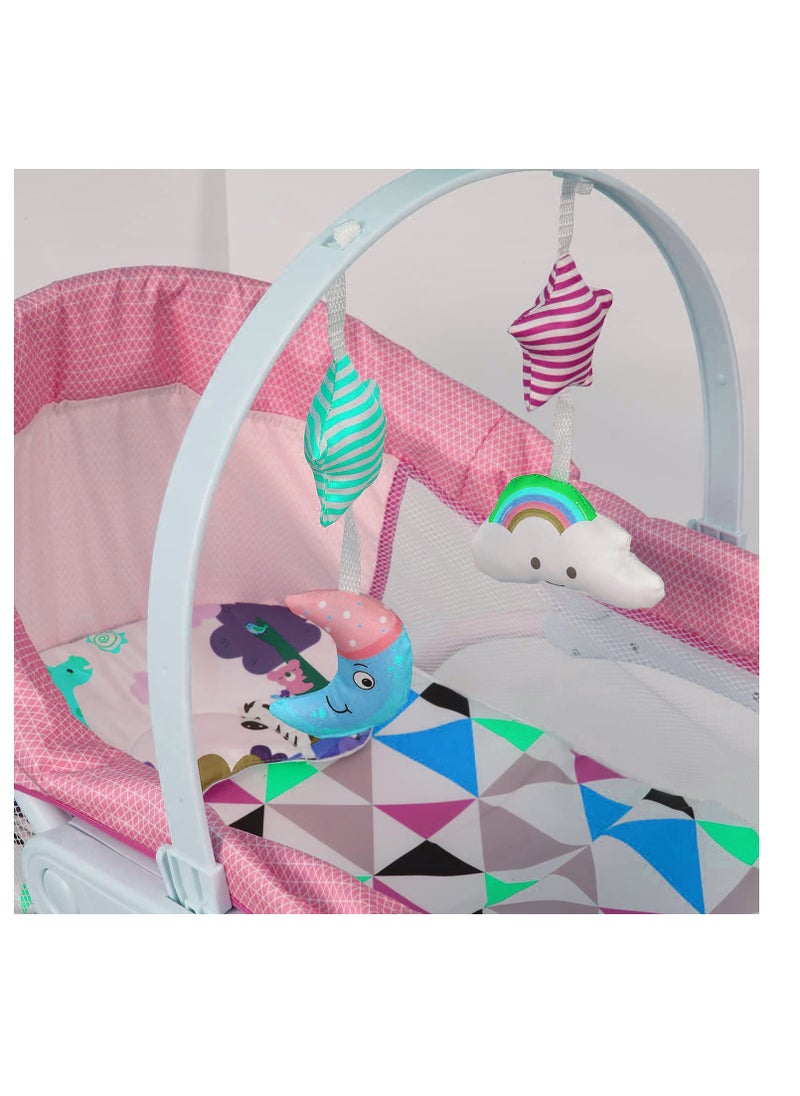 Factory Price Portable Swing Baby Rocker Bassinet with Music Functions - Pink  - Image 3