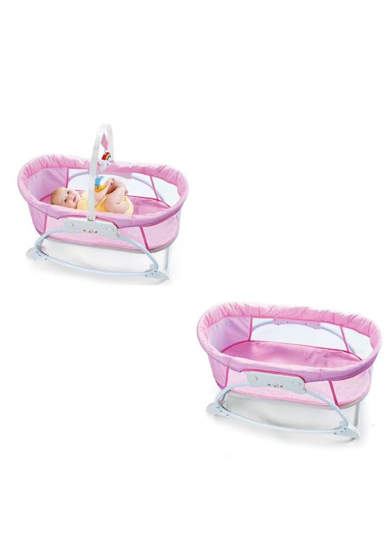 Factory Price Portable Swing Baby Rocker Bassinet with Music Functions - Pink  - Image 4