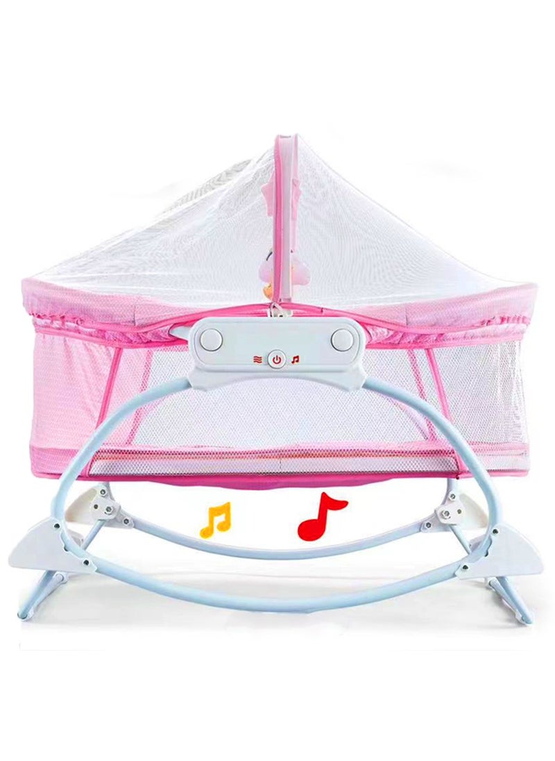 Factory Price Portable Swing Baby Rocker Bassinet with Music Functions - Pink  - Image 2