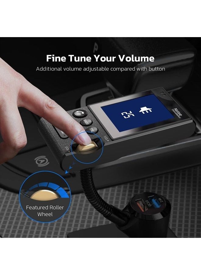 nulaxy - Bluetooth FM Transmitter, Enhanced Mic Aux Bluetooth Adapter for Car W 1.8” Color Screen, Car Bluetooth Adapter for Hands-Free Call, QC3.0 Fast Charge, Bass Treble Booster Audio Players-KM20 - Image 1