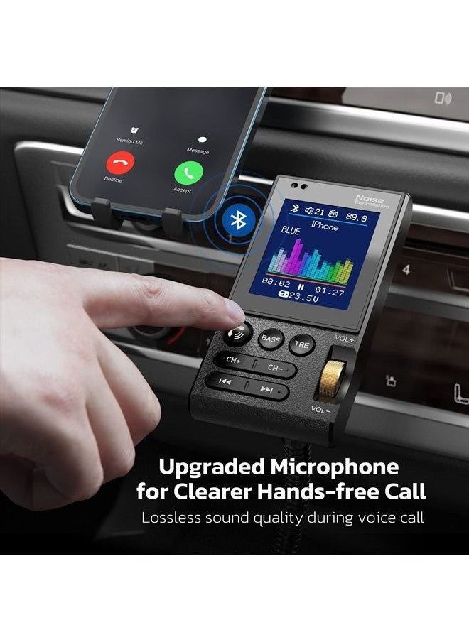 nulaxy - Bluetooth FM Transmitter, Enhanced Mic Aux Bluetooth Adapter for Car W 1.8” Color Screen, Car Bluetooth Adapter for Hands-Free Call, QC3.0 Fast Charge, Bass Treble Booster Audio Players-KM20 - Image 1